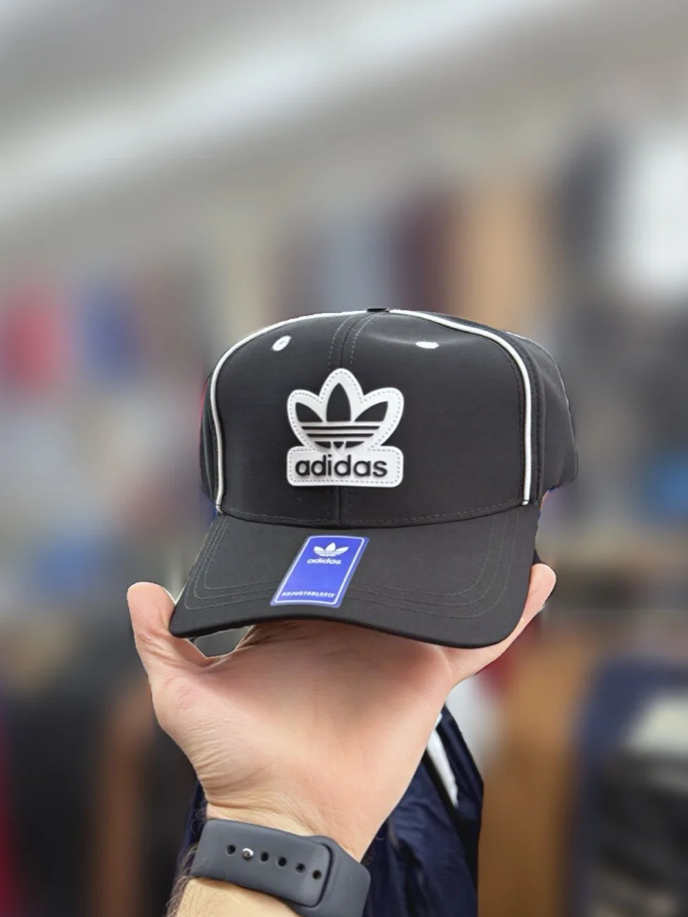 adidas Black Cap with White Trefoil Patch